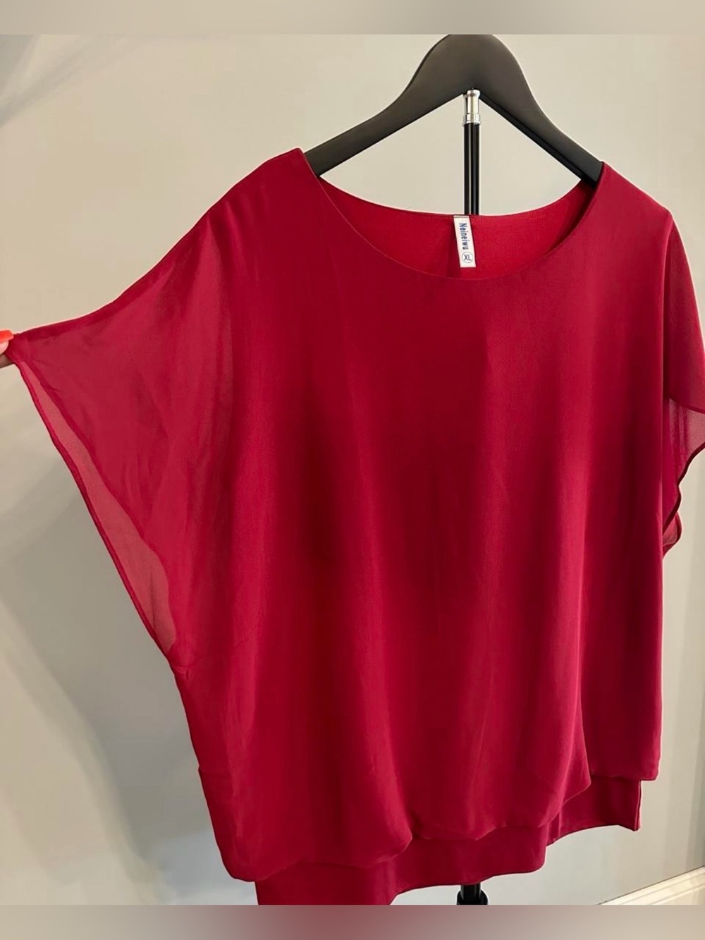 Women's Crimson Flow-Through Short Sleeve Tunic by Bobeau